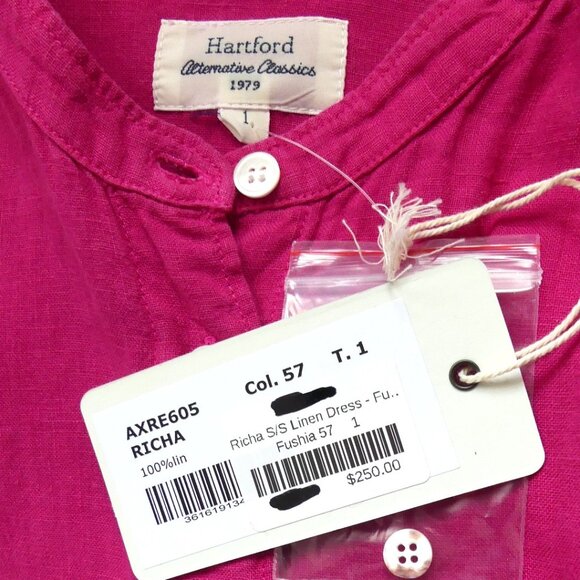 Hartford 100% Linen Richa Dress Fushia Pink Maxi Button Down Shirt Dress Size S - Picture 4 of 13